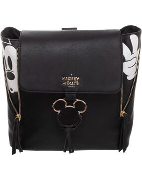 Disney Bioworld Mickey Mouse Black Faux Leather Backpack
